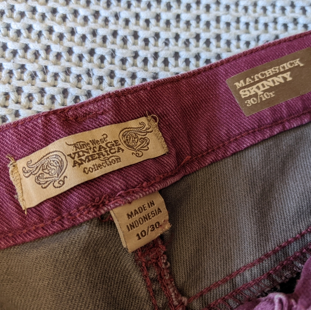 Nine West Vintage America Plum Purple Matchstick Skinny Jeans Sz 12 - Picture 5 of 9